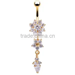 Women Hot Sex Nickel Free Zircon Belly Button Ring thumbnail-1