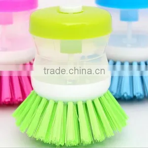Kitchen Wash Tool Pot Dish Brush With Washing Up Liquid Soap Dispenser / Plastic Brush Pot Wash Dish Brush thumbnail-2