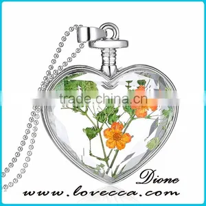 Guangzhou High Quality Fashion Accessories Real Dried Flower Clear Crystal Floating Charm Locket Pendant thumbnail-1