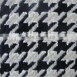 Classical Black and White Houndstooth Lady Coat Wool Fabric thumbnail-1