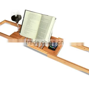BH018 Deluxe Bamboo Bath Caddy for Bathroom thumbnail-4