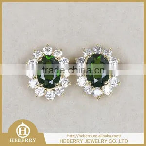 Stud Crystal Earring Double Side in Diopside Jewelry for VIP Customer thumbnail-1