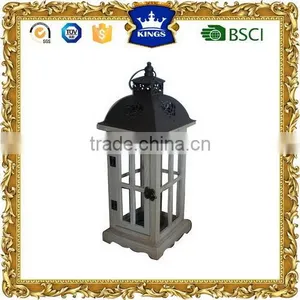 Classic Wooden Candleholder Iron Lanterns Indoor Stand thumbnail-1