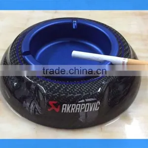 DCA009126BLU Luxury Carbon Fiber Aluminum Blue Color Round Ashtray, Round Windproof Ashtray, Aluminum Cigarette Ashtray thumbnail-1