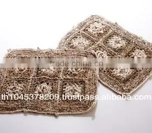 HANDKNITTING HANDMADE PLACE MALE MADE FROM HEMP FIBER WITH ROSE PATTERN thumbnail-1