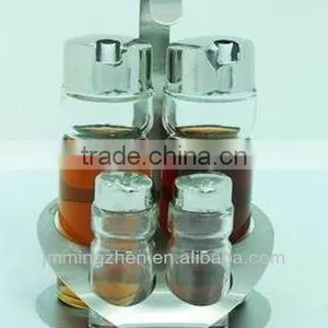 Glass Oil and Vinegar Bottle Set With Stand ,glass Spice Set thumbnail-1
