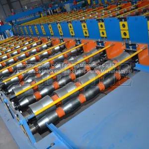 PLC Controlling Colored Steel Step Tile Roofing Making Machine thumbnail-4