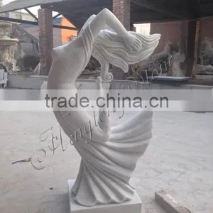 White Marble Abstract Art Deco Lady Sculpture thumbnail-4