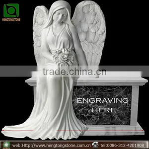 White Marble Tombstone With Angel thumbnail-1