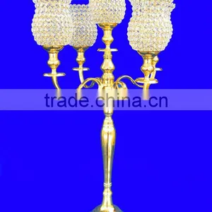 GOLD Crystal Candelabra For Wedding, Crystal Votive Candle Holder For Wedding Centerpiece thumbnail-1
