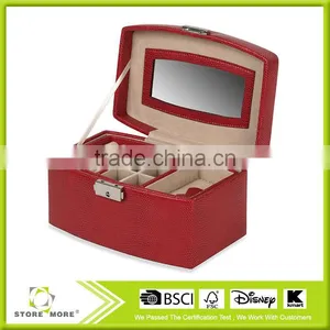 New Products!Red Leatherette Fabric STORE MORE Jewelry Box thumbnail-1