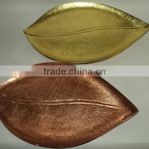 Hot Selling Rose Gold, Rose Copper, Shiny Copper Platters , Bowls, Leaf Shapes thumbnail-1