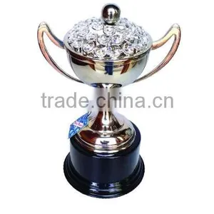 New Arrival Crystal Silver Award Cup Trophy With Wooden Base thumbnail-1