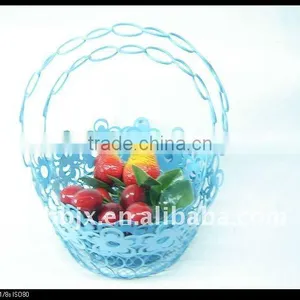 Blue Round Wire Storage Metal Hanging Baskets thumbnail-1