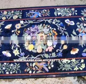 Marble Inlay Dining Table Top, Marble Inlay Table Top, Pietra Dura Table Top thumbnail-1