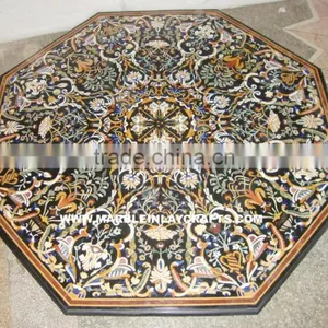 Octagonal Marble Inlay Dining Table Top, Pietra Dura Table Top thumbnail-1