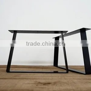 16 Inch Iron Black Powder Coated Trapezoid End Table Metal Leg thumbnail-1