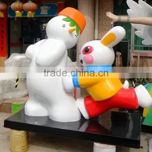 Outdoor Big Snowman With Rabbit Decoration thumbnail-1