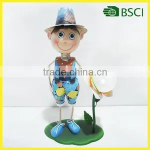 YS15071 Metal Doll Boy With Solar Light for Garden Decoration thumbnail-1