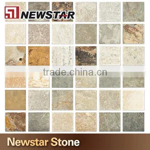 Slate Mosaic China Slate Yellow Wooden Mixed Rustic Slate Mosaic Pattern Tile thumbnail-1