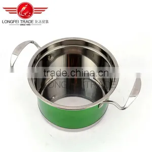 OEM Colorized Stainless Steel Pot/ Soup Pot Kitchen Cookware With Glass Lid thumbnail-6