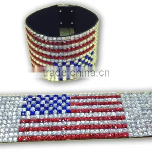 Acrylic Gem/Rhinesone Bracelet With Zinc Alloy Locking Part, Hot Sale Gift Leather With Crystal Gem Decoration thumbnail-1