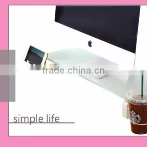 Desktop Organizer Office Glass Computer Laptop Monitor Stand Riser With USB Hubs thumbnail-4