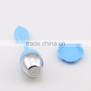 Cute Silicone Handle Tea Infuser Strainer With Drip Tray thumbnail-2