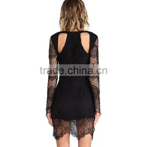 2015 Round Neck Long Sleeve Mini Lace Fashion Homecoming Dresses thumbnail-4