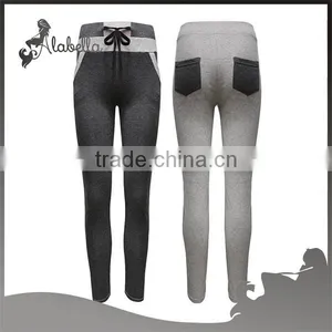 High Wasit Leggings With Patch Pocket and 100%cotton Fabric thumbnail-2