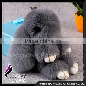 CX-R-10 Lastest Design Hot Fashion Custom Genuine Rex Rabbit Fur Keychain thumbnail-2