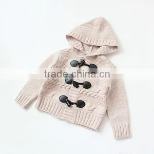 Unisex Baby Hooded Cardigan Knitting Pattern Thick Sweater thumbnail-1