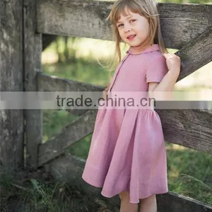 Classic Peter Pen Collar Mustard Linen Girl Child Dress Doild Kid Dress thumbnail-4