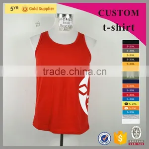 Customized Red Cotton Promotional Men's Tank Top OEM Logo thumbnail-1