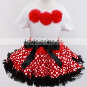 Baby Girls Tutu Petti Skirt Baby Ruffled Skirt Wholesale Sequin Pettiskirt Set With Cotton Top thumbnail-6