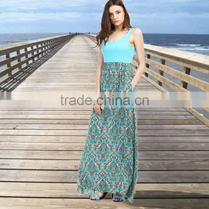 Newest Fashion Sleeveless Trend Summer Lady Floral Dress for Wholesale 2017 thumbnail-1