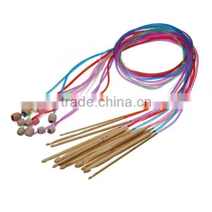 Natural Bamboo Flexible Afghan Tunisian Carpet Crochet Hooks Needles At Random Transparent 130cm Long thumbnail-1