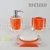 Abrasion Resistance Polyresin Bathroom Set With Orange Inside and Transparent Outside thumbnail-1