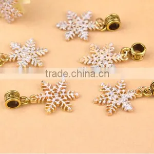 50pcs Gold Christmas Snowflake Crystal Rhinestone Charms Pendant Beaded Jewelry Findings thumbnail-3