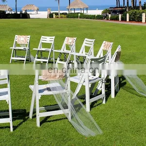 Newest Fancy Outdoor Wedding Rosette Coral Chair Sashes thumbnail-1