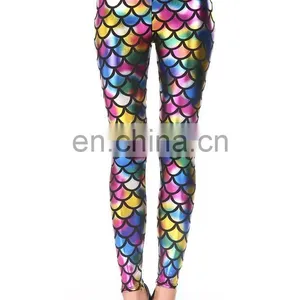 Wholesale Elegant New Arrivals Rainbow Fish Scale Pictures of Women in Tight Leggings thumbnail-2