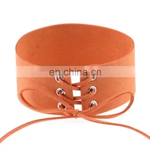Fashion Suede Leather Wide Choker Collar Necklace thumbnail-2