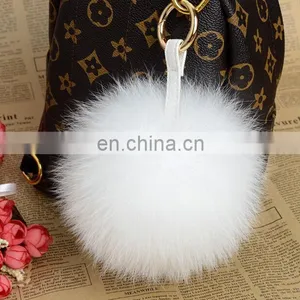 Factory Wholesale Multicolor and Fluffy Fox Fur Pom Pom Ball Keychain thumbnail-5