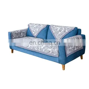 Up-market White Leaves Pattern Cotton Fabric Bias Strip Protective Sofa Covers thumbnail-4