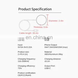 Customed Universal Qi 15W Wireless Magnetic Charger Type C Quick Fast Charging Charger for Cell Phone thumbnail-5