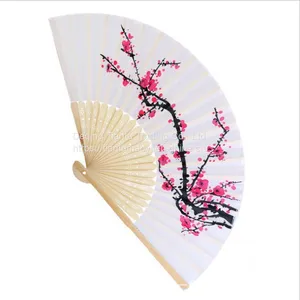 Chinese Feng Shui Painting Plum Blossom Silk Fan Chinese Classical Folding Fan Wedding Folding Fan Single Cloth Fan Japanese Fan Gift Wholesale thumbnail-2