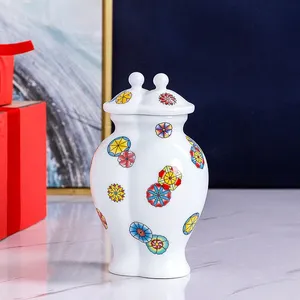 Applique Chinese Jingdezhen Small White Conjoined Ceramic Vase For Hallway Decor thumbnail-3