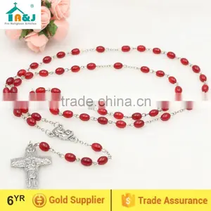 Catholic Oval Shape Glass Beads Pope Rosary thumbnail-1