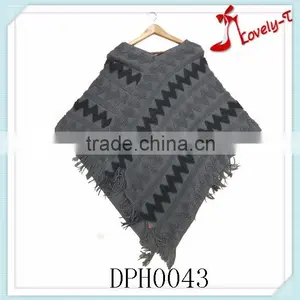 Latest Design Fashion High Quality Knitting Poncho Women Sweater and Shawl thumbnail-1