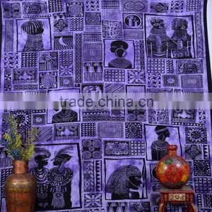 Indian Tapestry Cotton African Print Purple Vintage Wall Hanging Tapestries Throw Mandala Print Bedsheet thumbnail-1